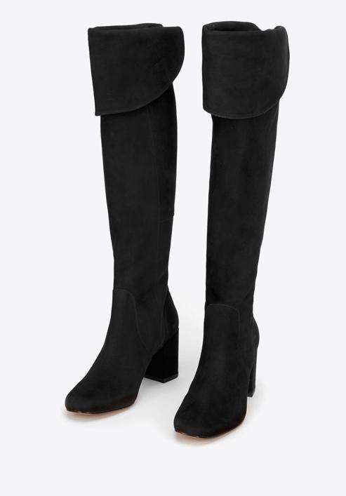 Stiefel aus Wildleder mit Blockabsatz, schwarz, 93-D-755-1-40, Bild 2