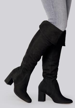 Stiefel aus Wildleder mit Blockabsatz, schwarz, 93-D-755-1-40, Bild 1