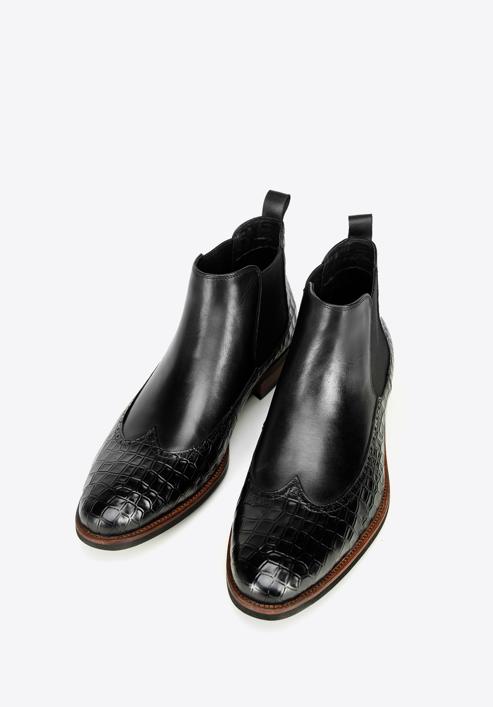 Stiefel für Herren aus Leder mit Krokoprägung, schwarz, 97-M-507-1-43, Bild 2