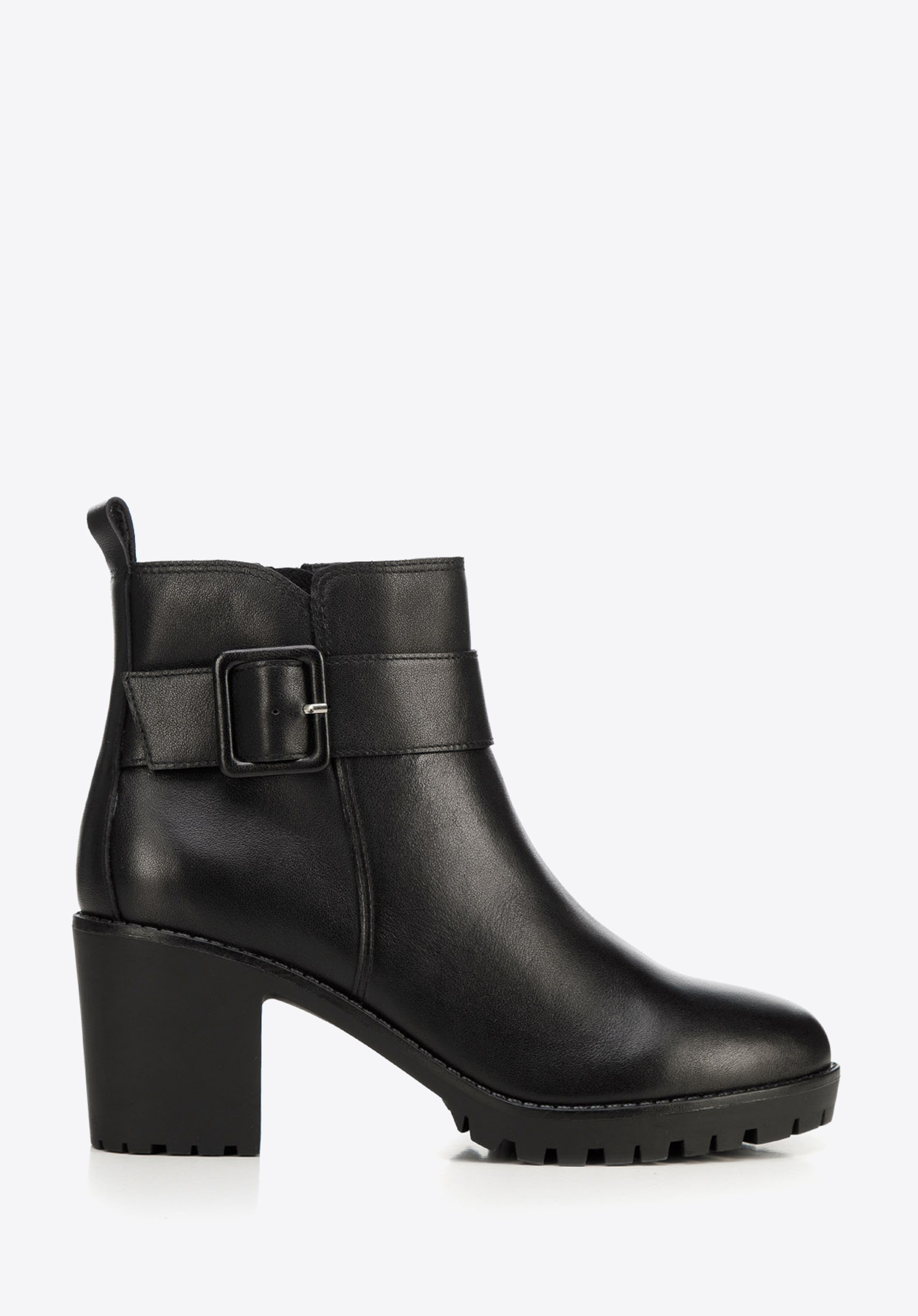 Stiefelette aus Leder mit Schnalle, schwarz, 93-D-551-L-37, Bild 1