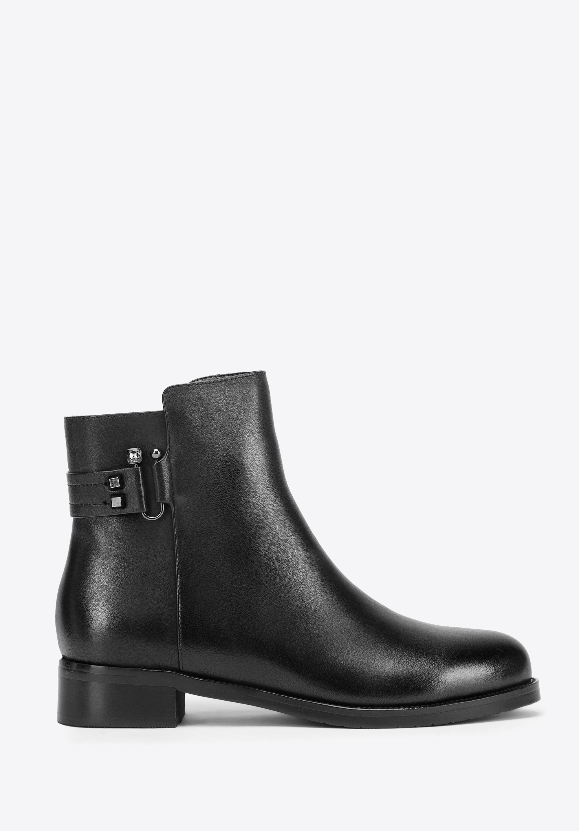 Stiefelette aus Leder mit  Zirkonium, schwarz, 93-D-962-1-35, Bild 1