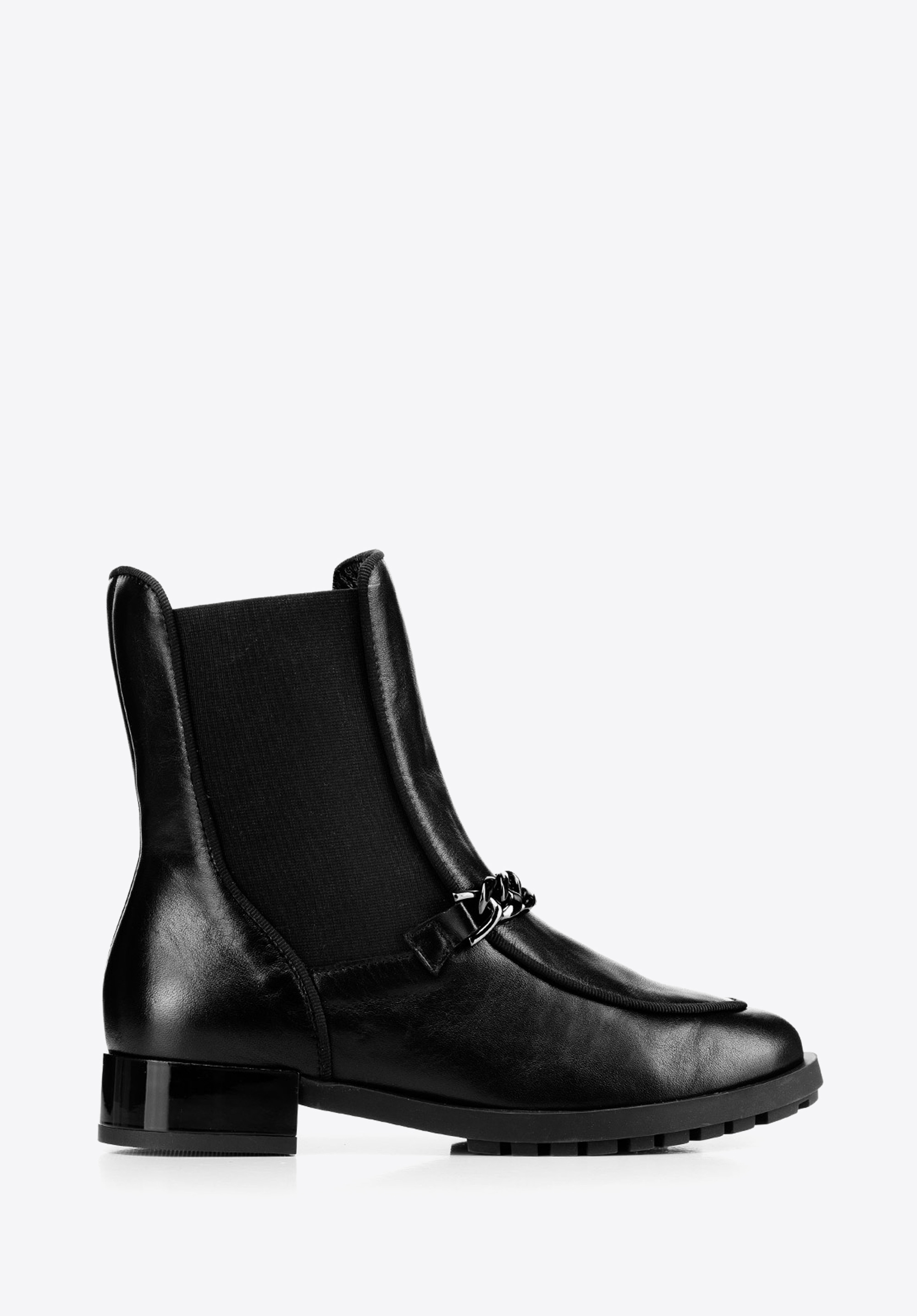 Stiefelette mit Gummizügen und Kette, schwarz, 93-D-801-1-36, Bild 1