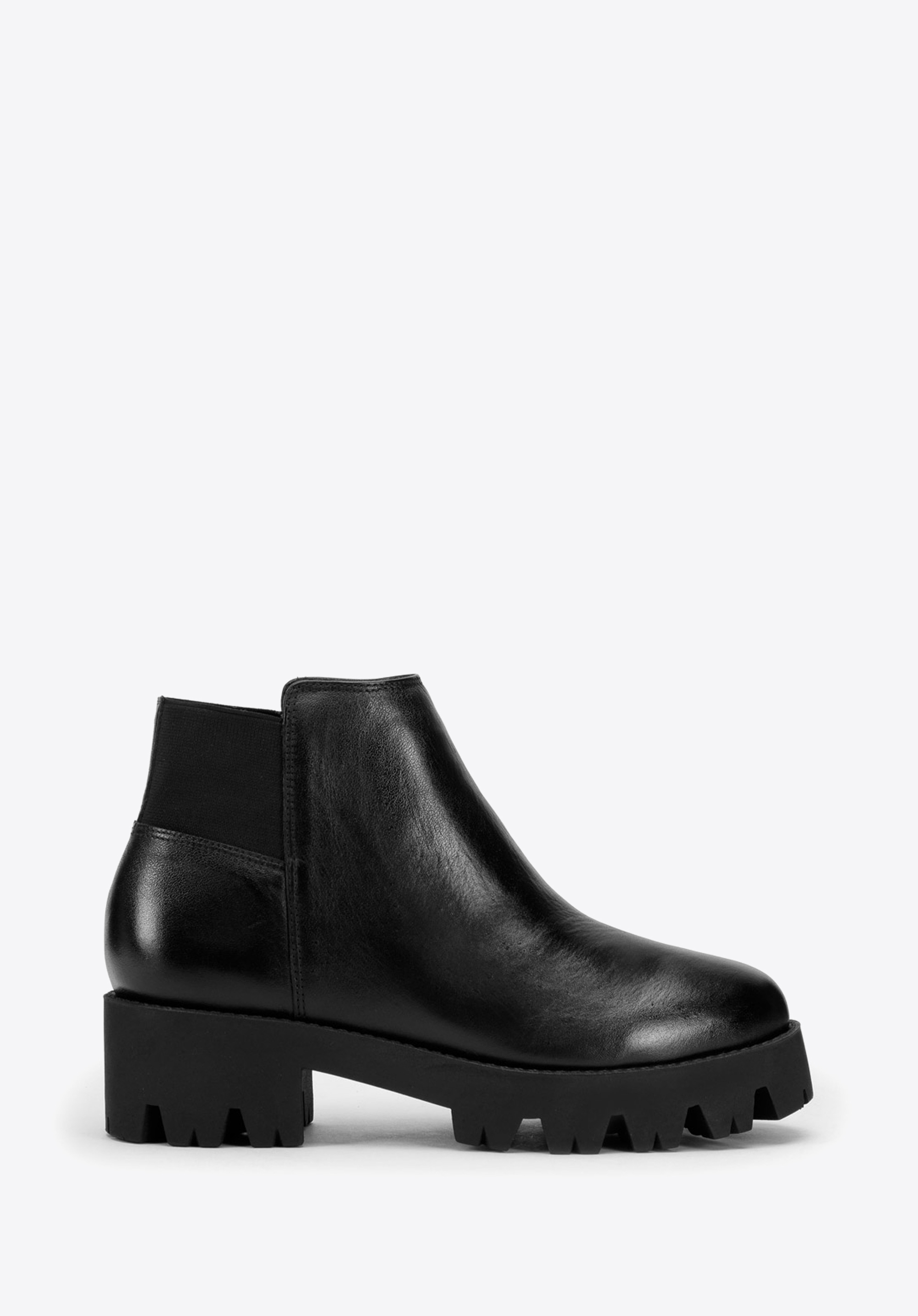Stiefeletten aus Lackleder mit dicker Sohle, schwarz, 93-D-754-1-36, Bild 1