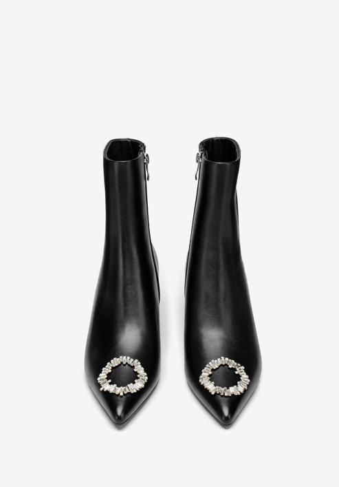 Stiefeletten aus Leder mit runder Schnalle, schwarz, 97-D-515-5-38, Bild 3