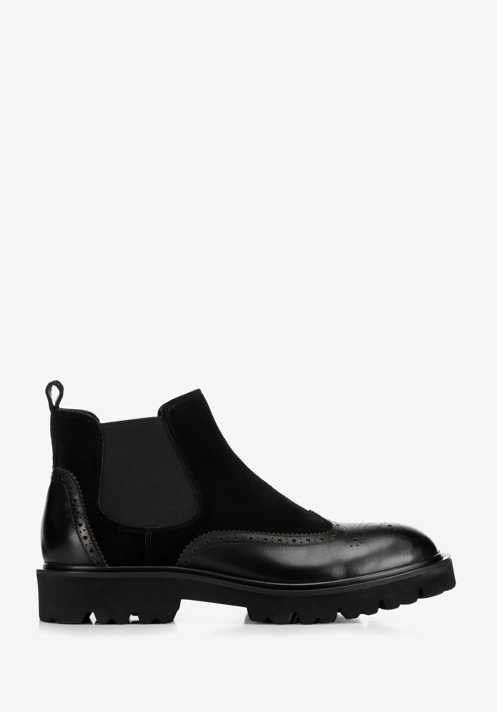 Herren Lederschuhe mit Verzierung, schwarz, 97-M-513-1-44, Bild 1