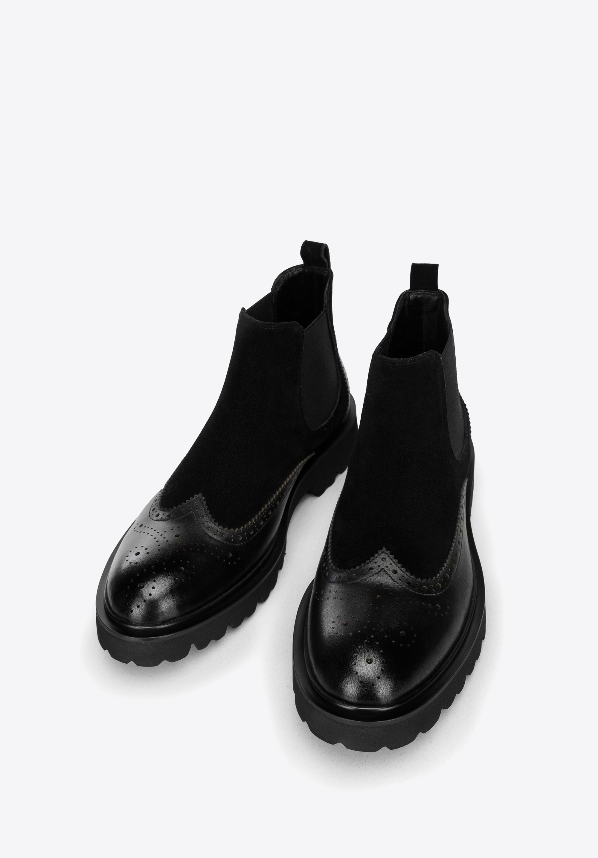 Herren Lederschuhe mit Verzierung, schwarz, 97-M-513-1-44, Bild 1