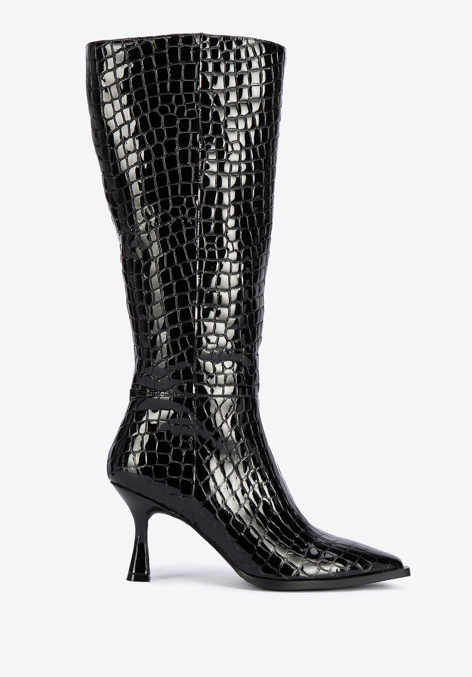Damenstiefel aus Lackleder mit Stiletto-Absatz, schwarz, 95-D-507-1-40, Bild 1