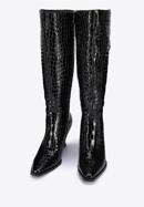 Stiletto-Stiefel aus Lackleder in Kroko-Optik, schwarz, 95-D-507-3-39, Bild 2