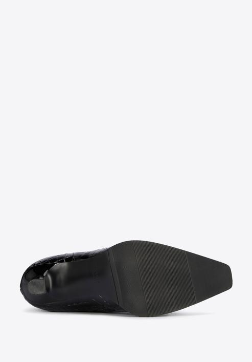 Stiletto-Stiefel aus Lackleder in Kroko-Optik, schwarz, 95-D-507-3-39, Bild 6