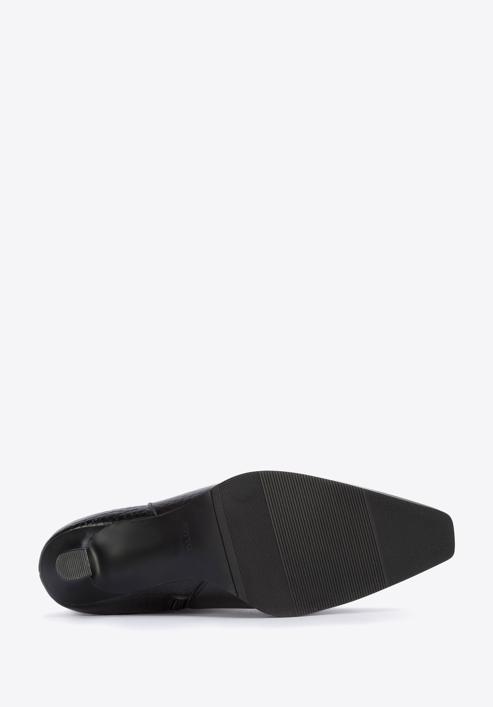 Stiletto-Stiefelette aus Leder in Kroko-Optik, schwarz, 95-D-506-1-36, Bild 6