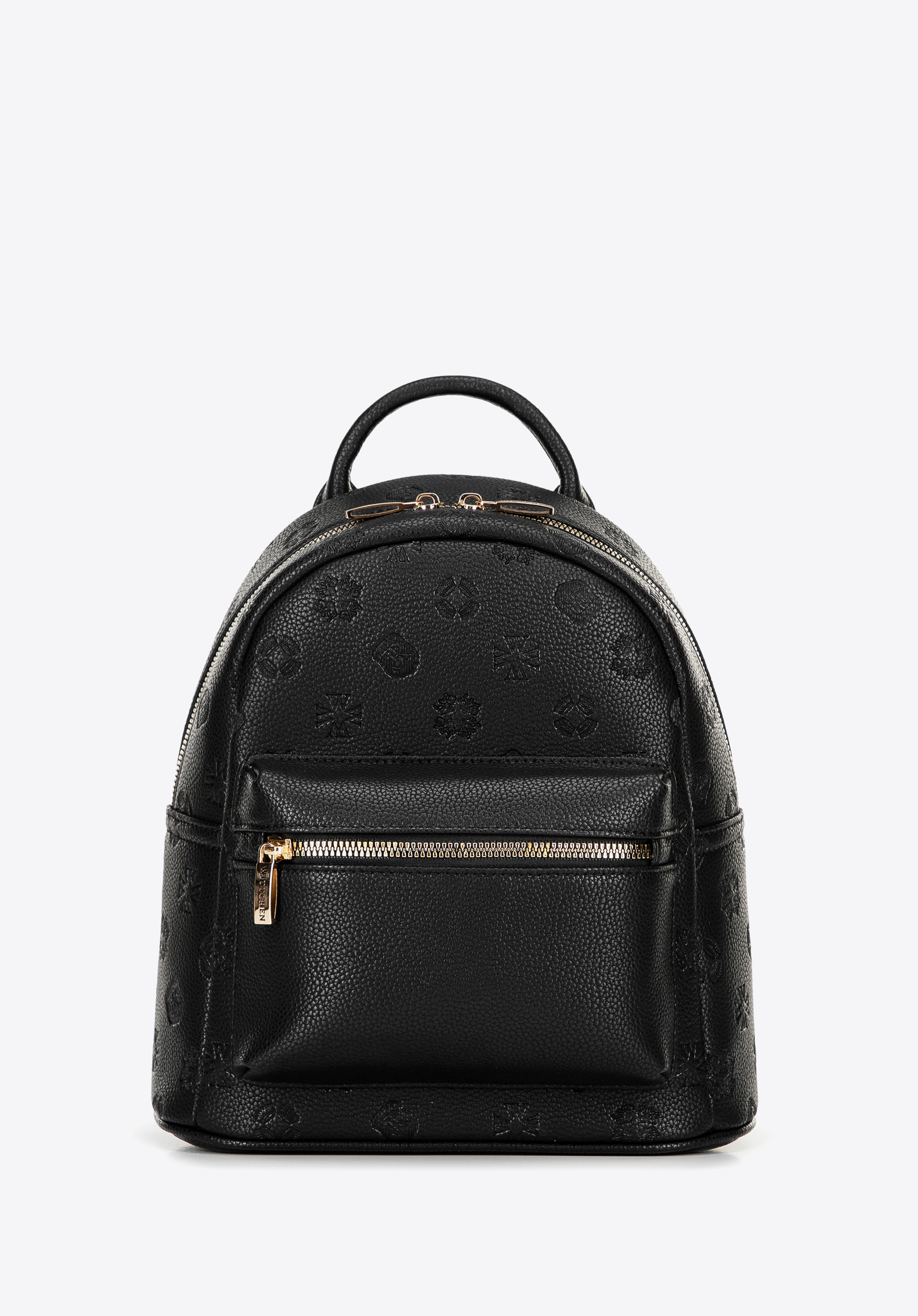 Damenrucksack aus Kunstleder mit Prägung, schwarz, 101-4Y-P09-1, Bild 1