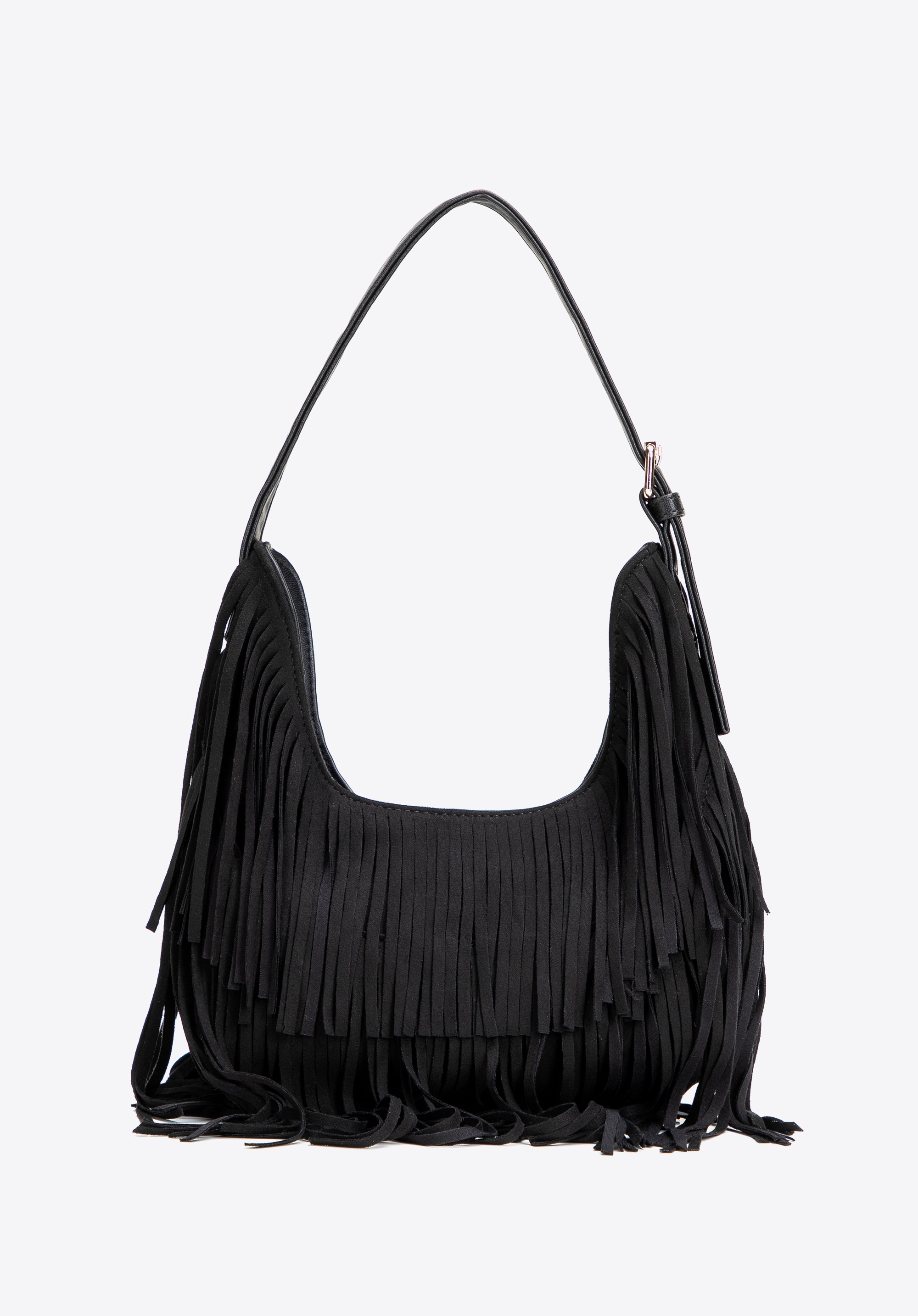 Damen-Schultertasche mit Fransen, schwarz, 102-4Y-409-1, Bild 1