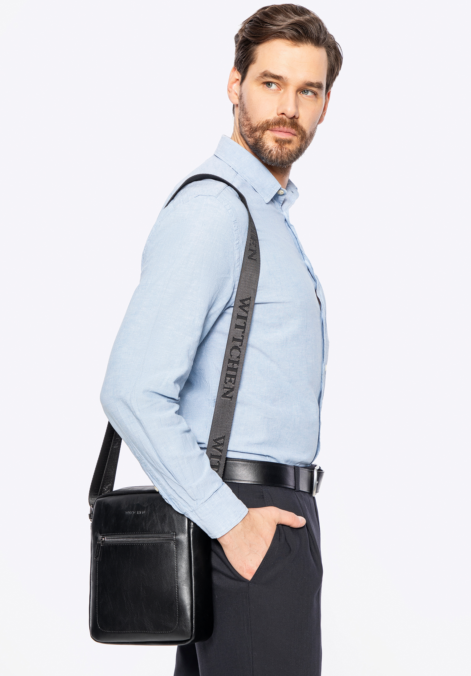 Tasche aus Öko-Leder für Herren, schwarz, 100-4P-911-1, Bild 1