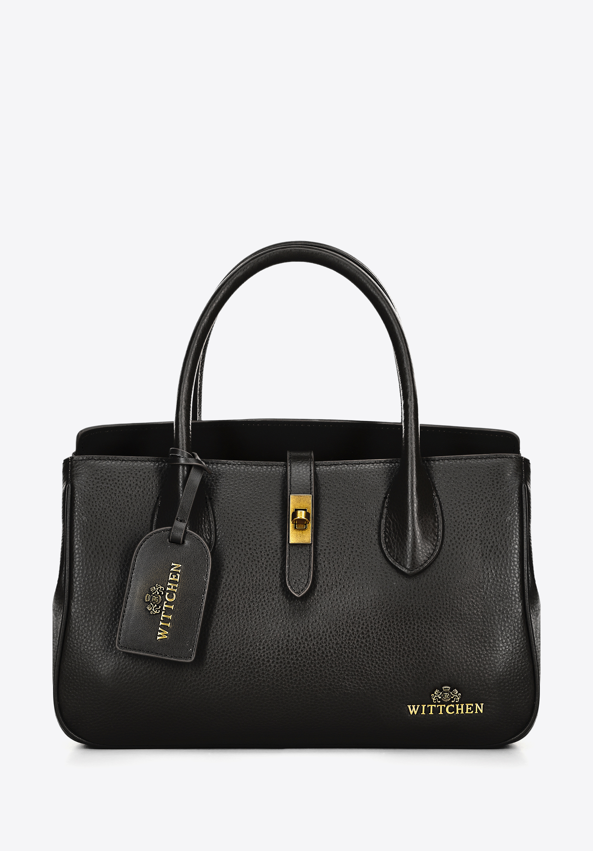 Handtasche aus Naturleder mit Clutch und Schnalle, schwarz, 100-4E-227-1, Bild 1