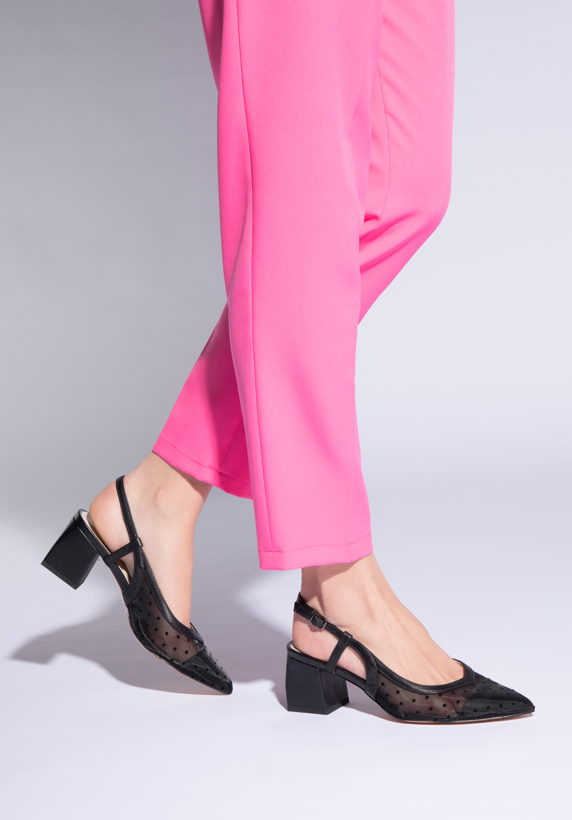 Transparente Sandaletten in Tupfen-Design mit Blockabsatz, schwarz, 96-D-517-1-38, Bild 1