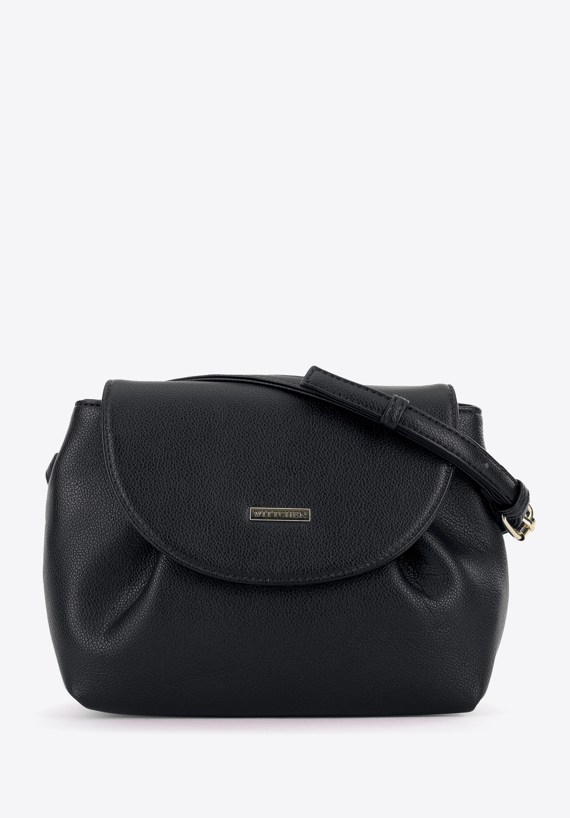 Umhängetasche für Damen aus gekräuseltem Öko-Leder, schwarz, 96-4Y-726-1, Bild 1