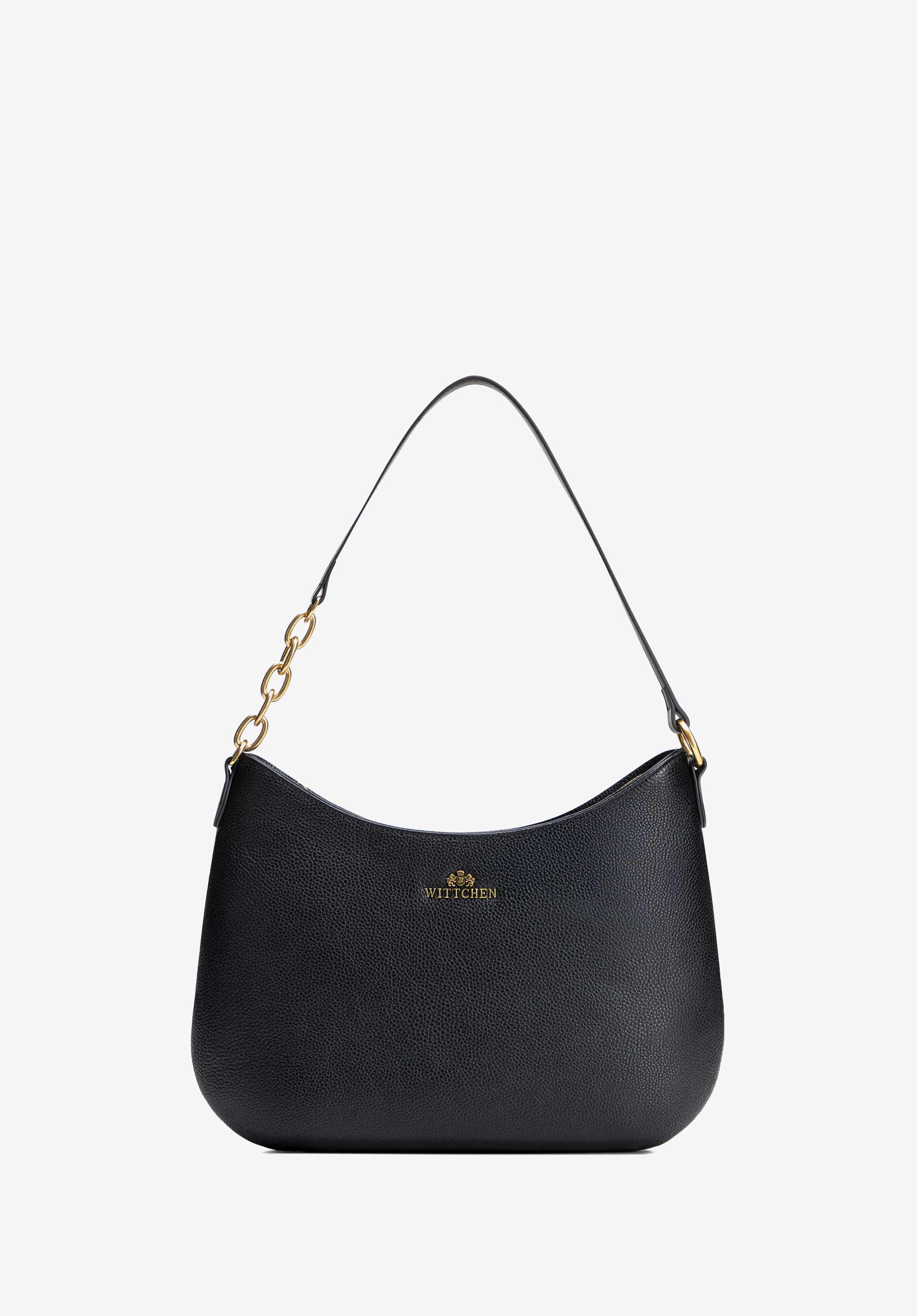 Umhängetasche aus Leder mit Kette, schwarz, 100-4E-603-1, Bild 1