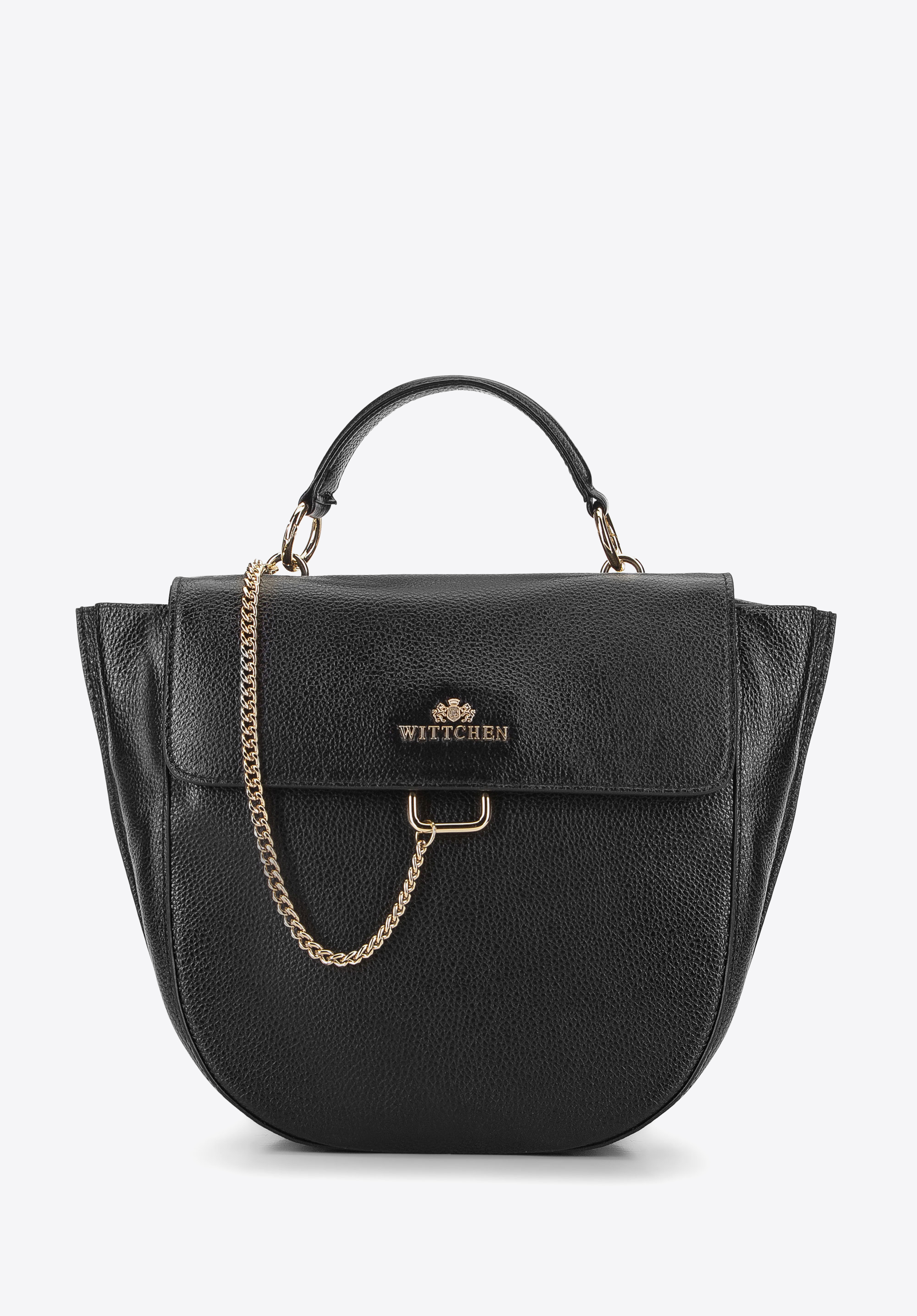 Umhängetasche aus Leder mit Kette, schwarz, 93-4E-306-1, Bild 1