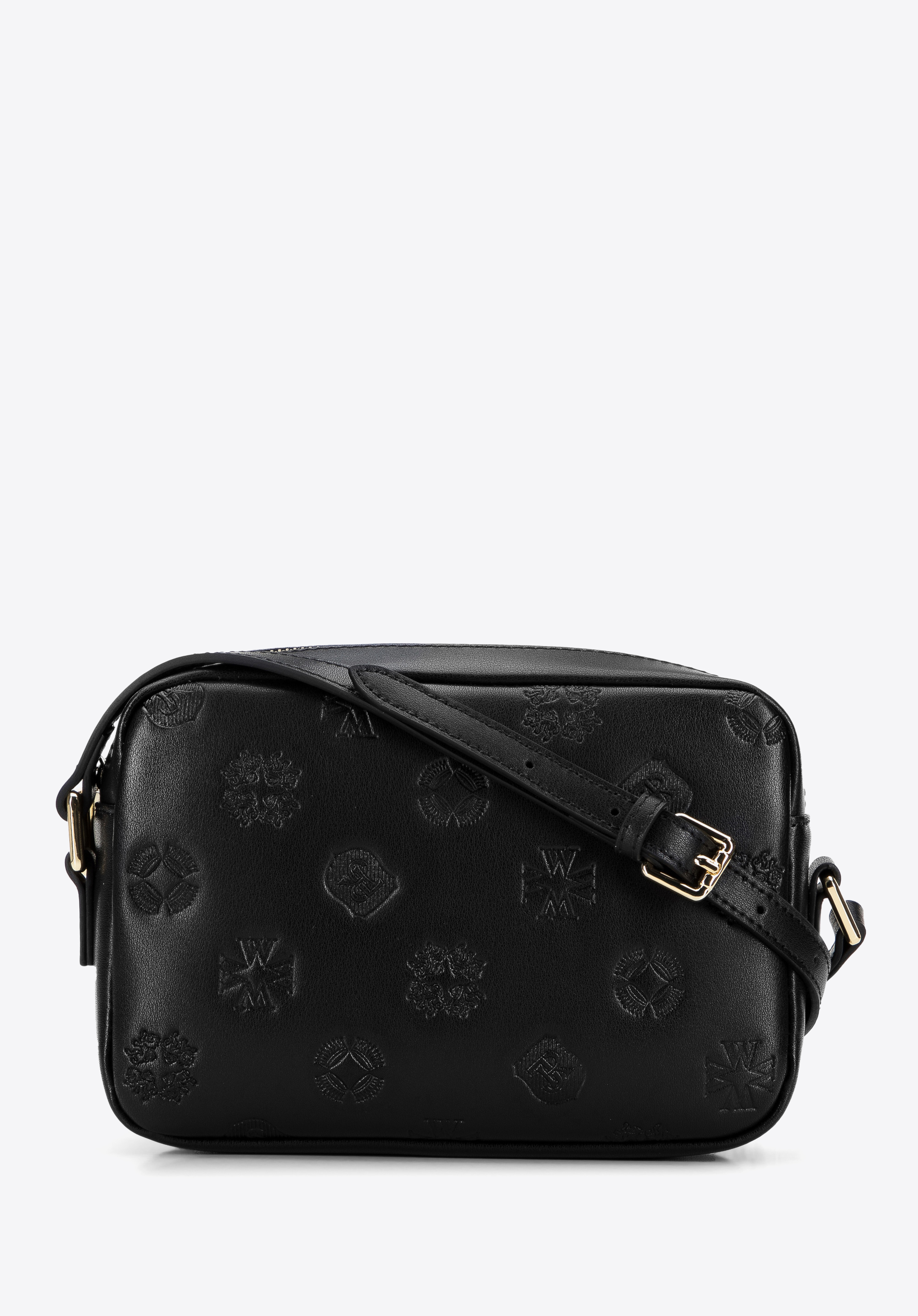 Umhängetasche aus Leder mit Monogramm, schwarz, 96-4E-629-1, Bild 1