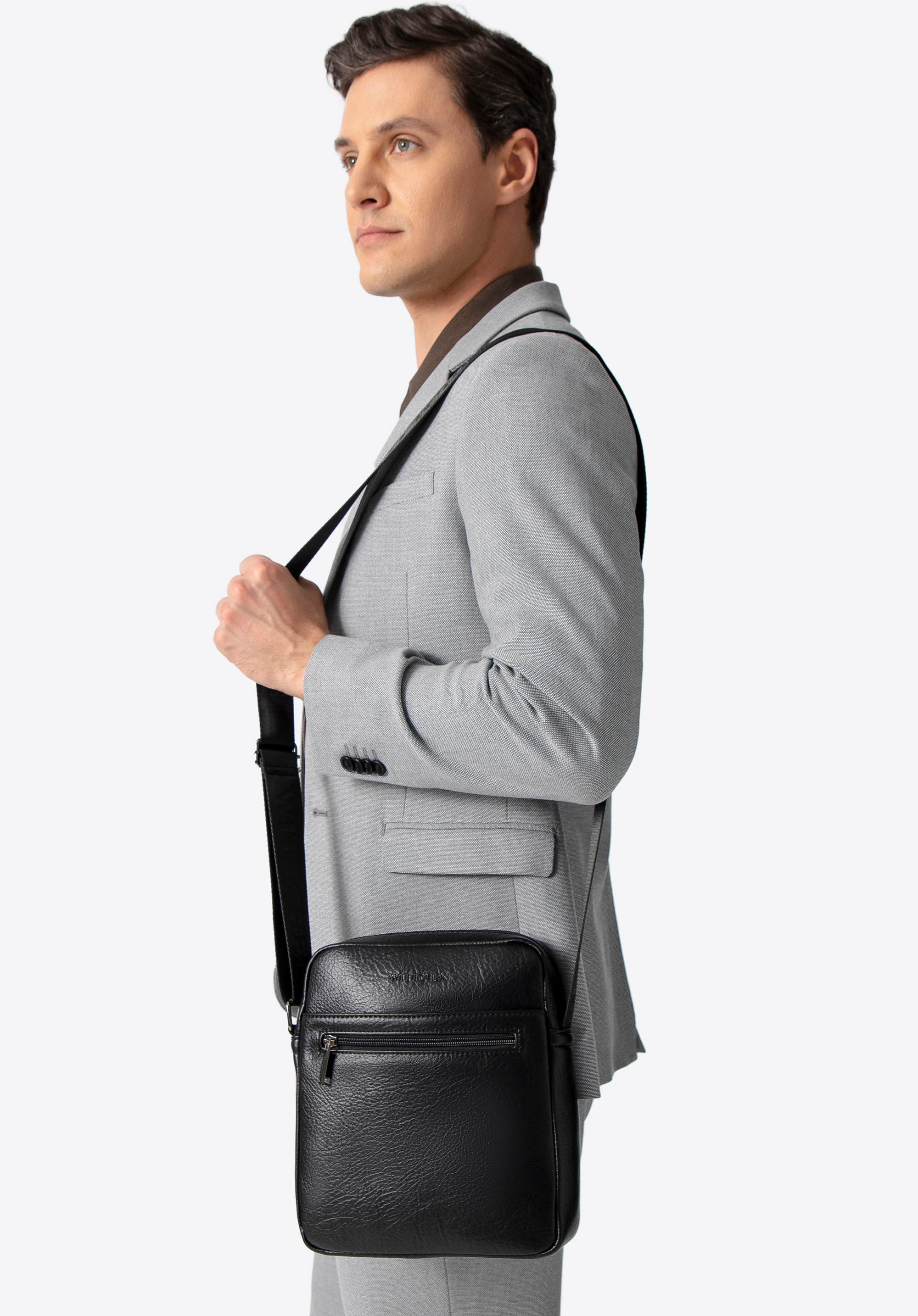 Umhängetasche aus Öko-Leder, schwarz, 100-4P-914-1, Bild 1