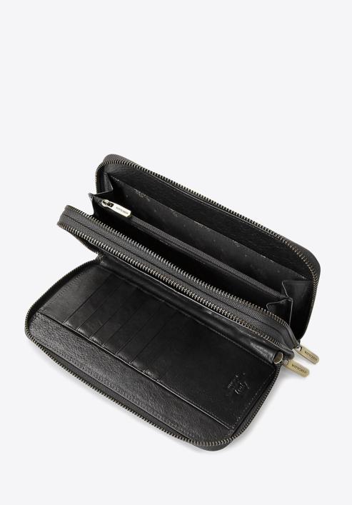 Unterarmtasche aus Leder mit seitlichem Griff, schwarz, 21-3-120-1, Bild 3