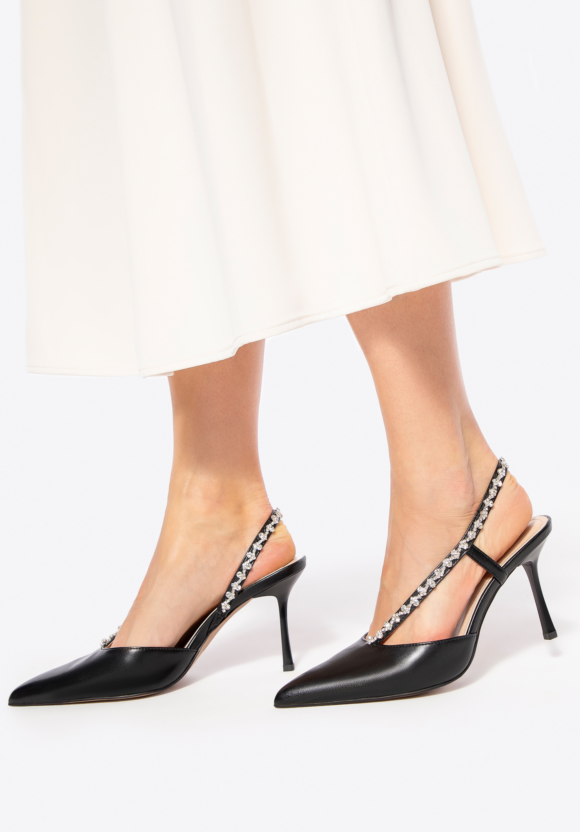 Verzierte Slingback-Pumps aus Leder, schwarz, 100-D-512-1-39, Bild 1