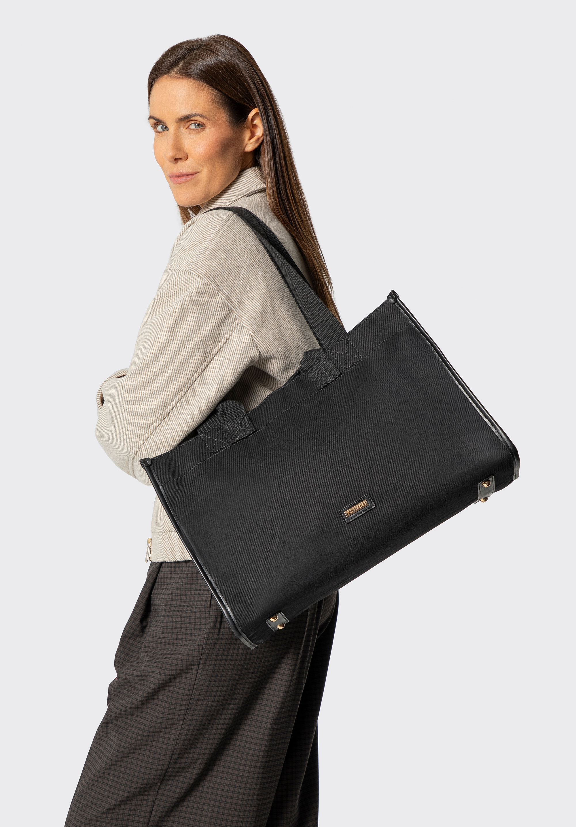 Vielseitige Einkaufstasche für Damen, schwarz, 101-4Y-430-1, Bild 1