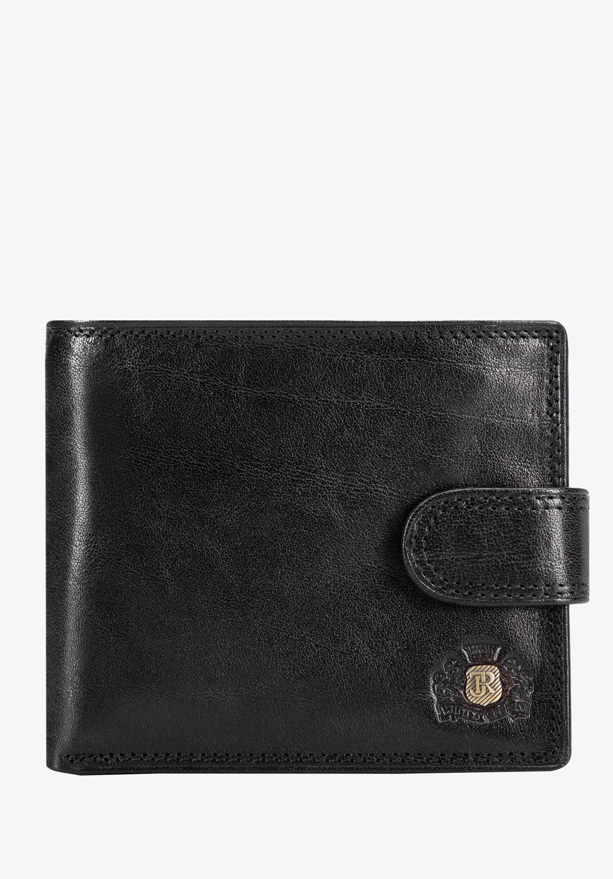 Vielseitige mittelgroße Herrenbrieftasche aus Leder, schwarz, 39-1-120-1L, Bild 1