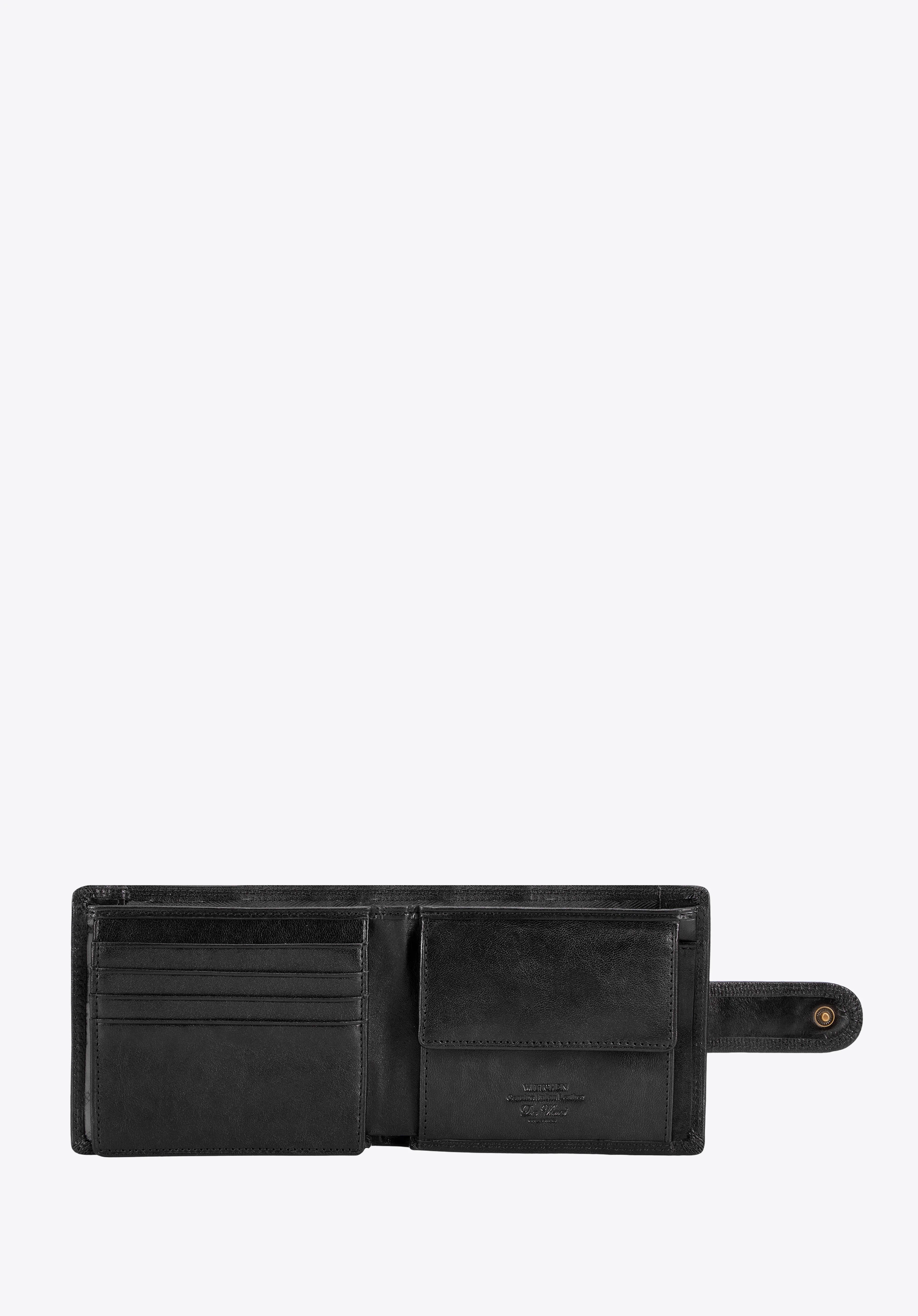 Vielseitige mittelgroße Herrenbrieftasche aus Leder, schwarz, 39-1-120-1L, Bild 1