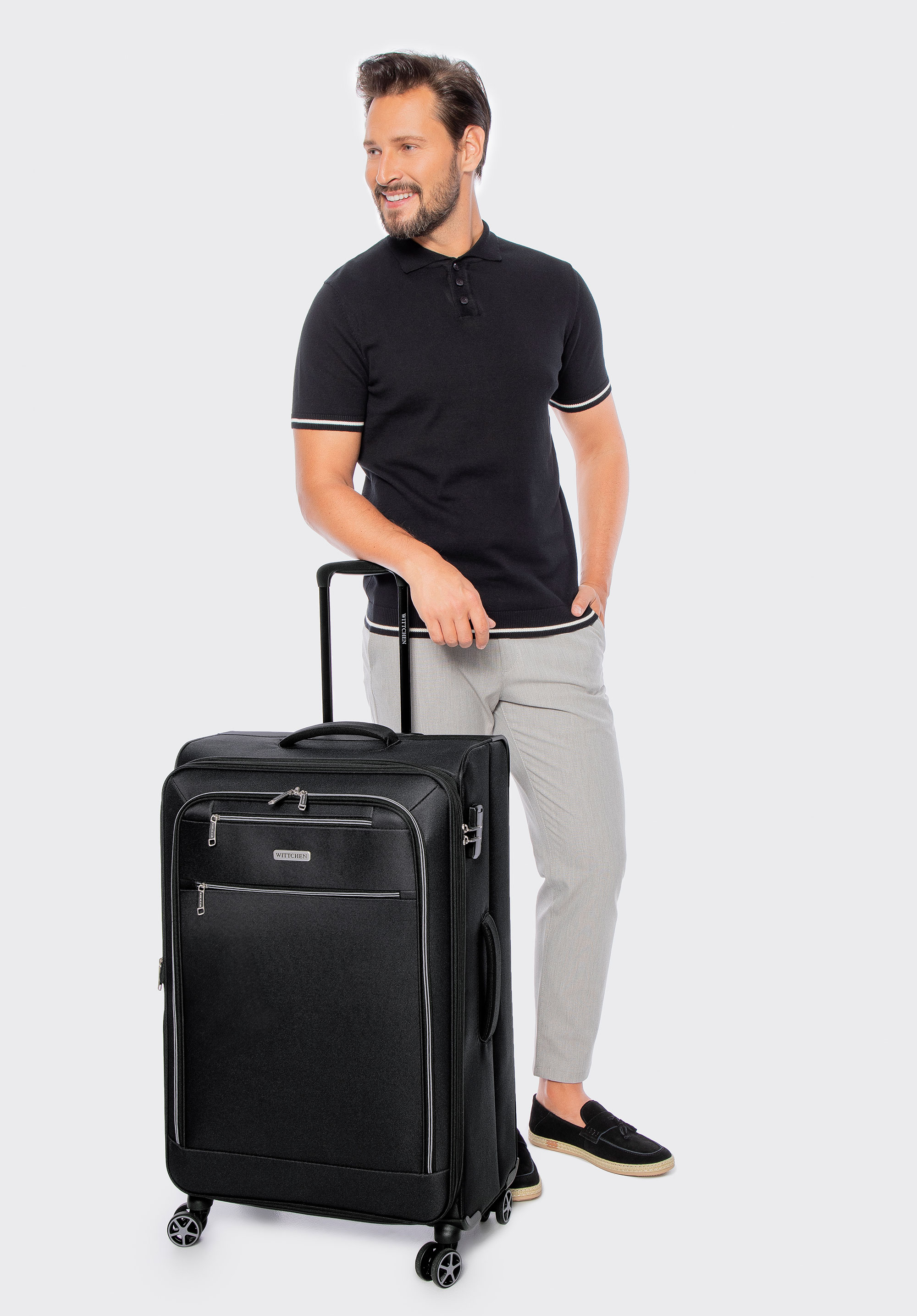 Weicher großer Koffer aus Polyester, schwarz, 56-3S-173-10, Bild 1