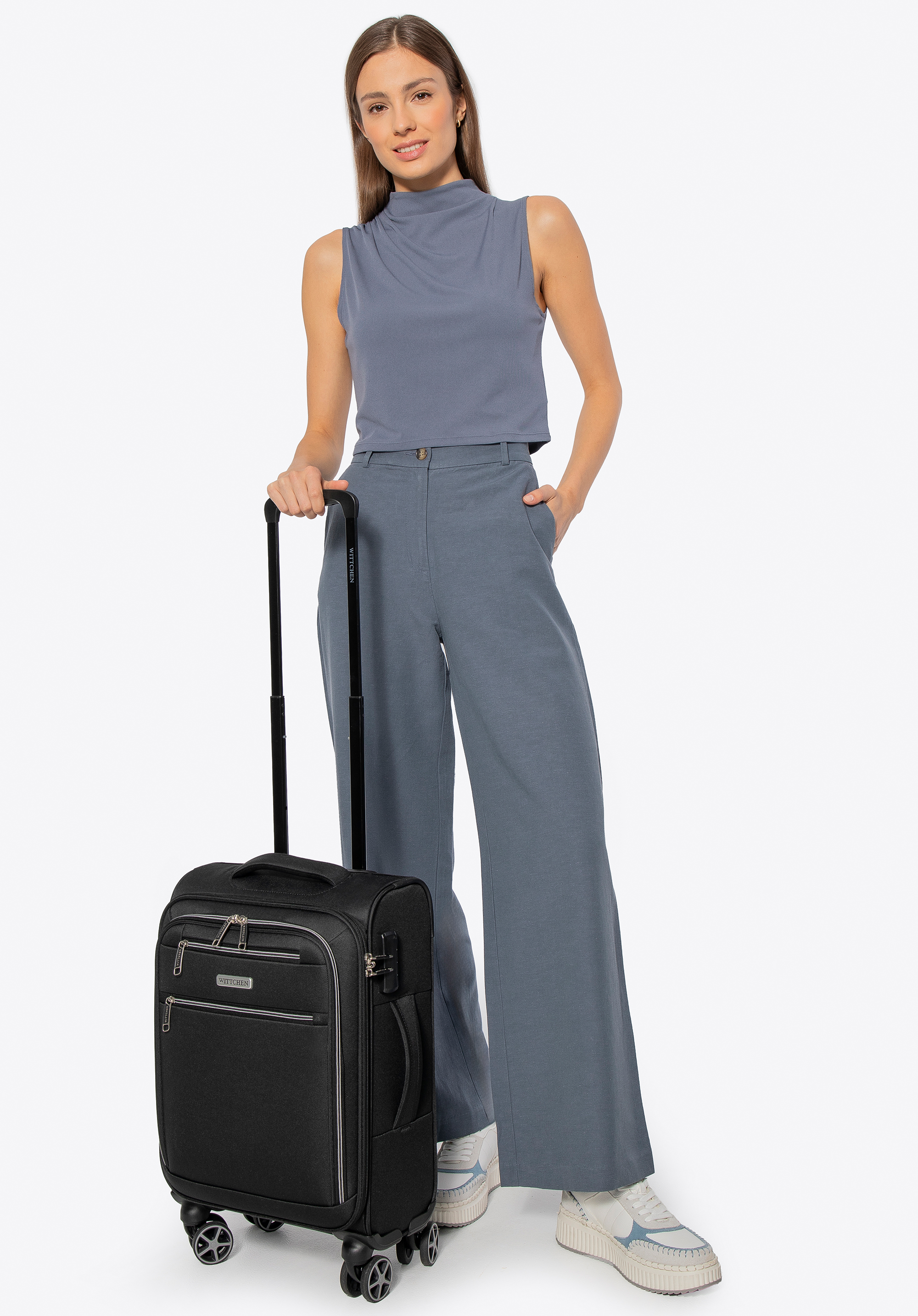 Weicher Kabinenkoffer aus Polyester, schwarz, 56-3S-171-10, Bild 1