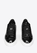 Damen-Sneaker aus Lackleder mit Krokodiltextur, schwarz-weiß, 93-D-300-1W-38, Bild 3