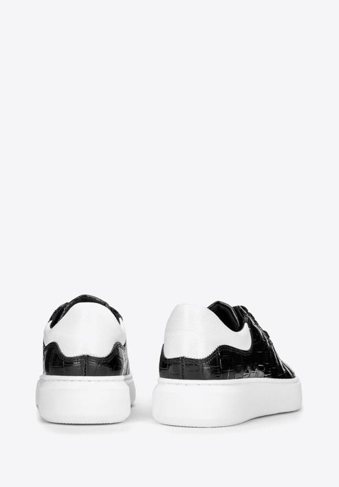 Damen-Sneaker aus Lackleder mit Krokodiltextur, schwarz-weiß, 93-D-300-1W-38, Bild 5