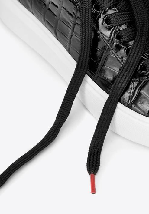 Damen-Sneaker aus Lackleder mit Krokodiltextur, schwarz-weiß, 93-D-300-1W-38, Bild 7