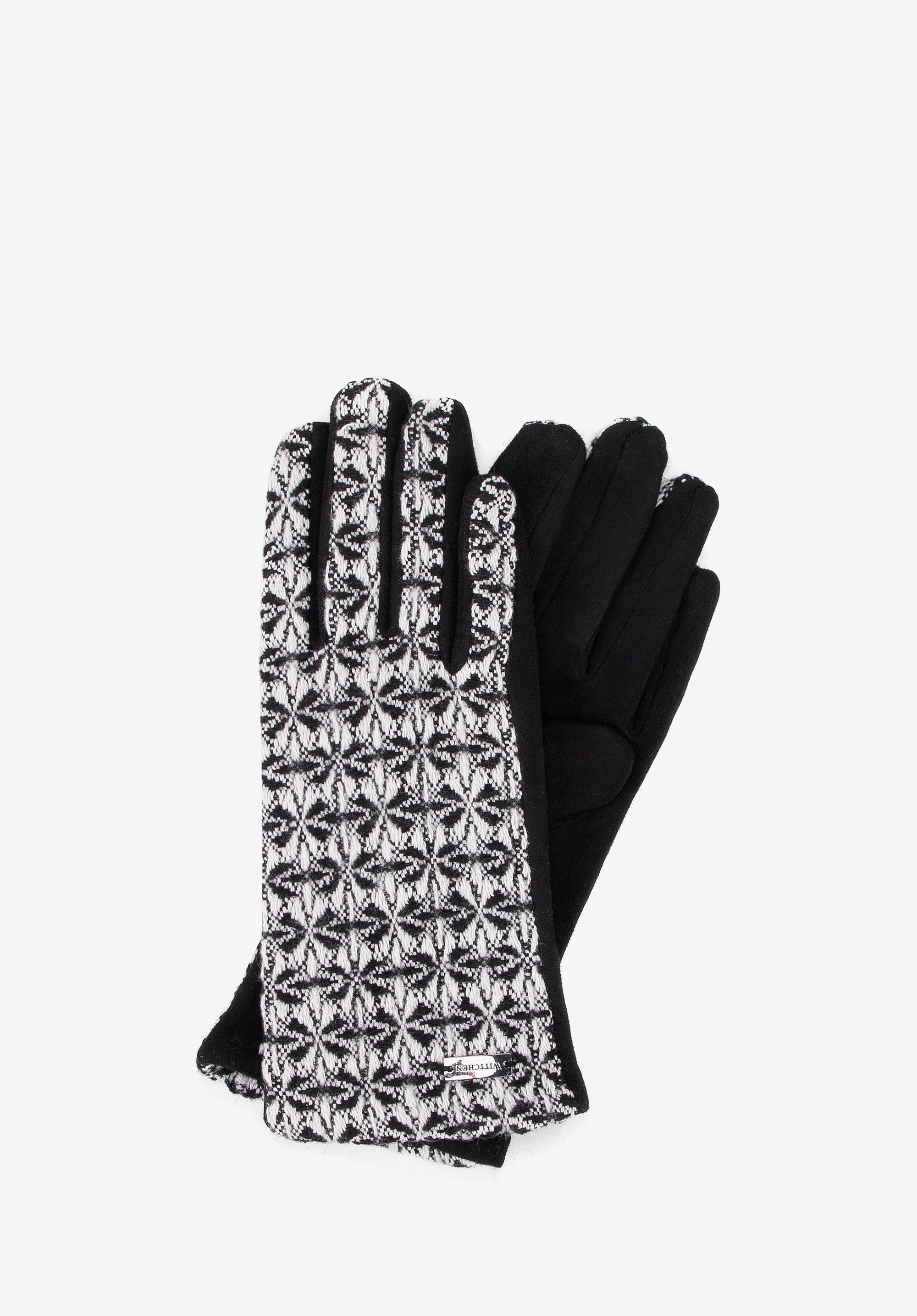 Damenhandschuhe mit Logo, schwarz-weiß, 39-6P-030-1-M_L, Bild 1