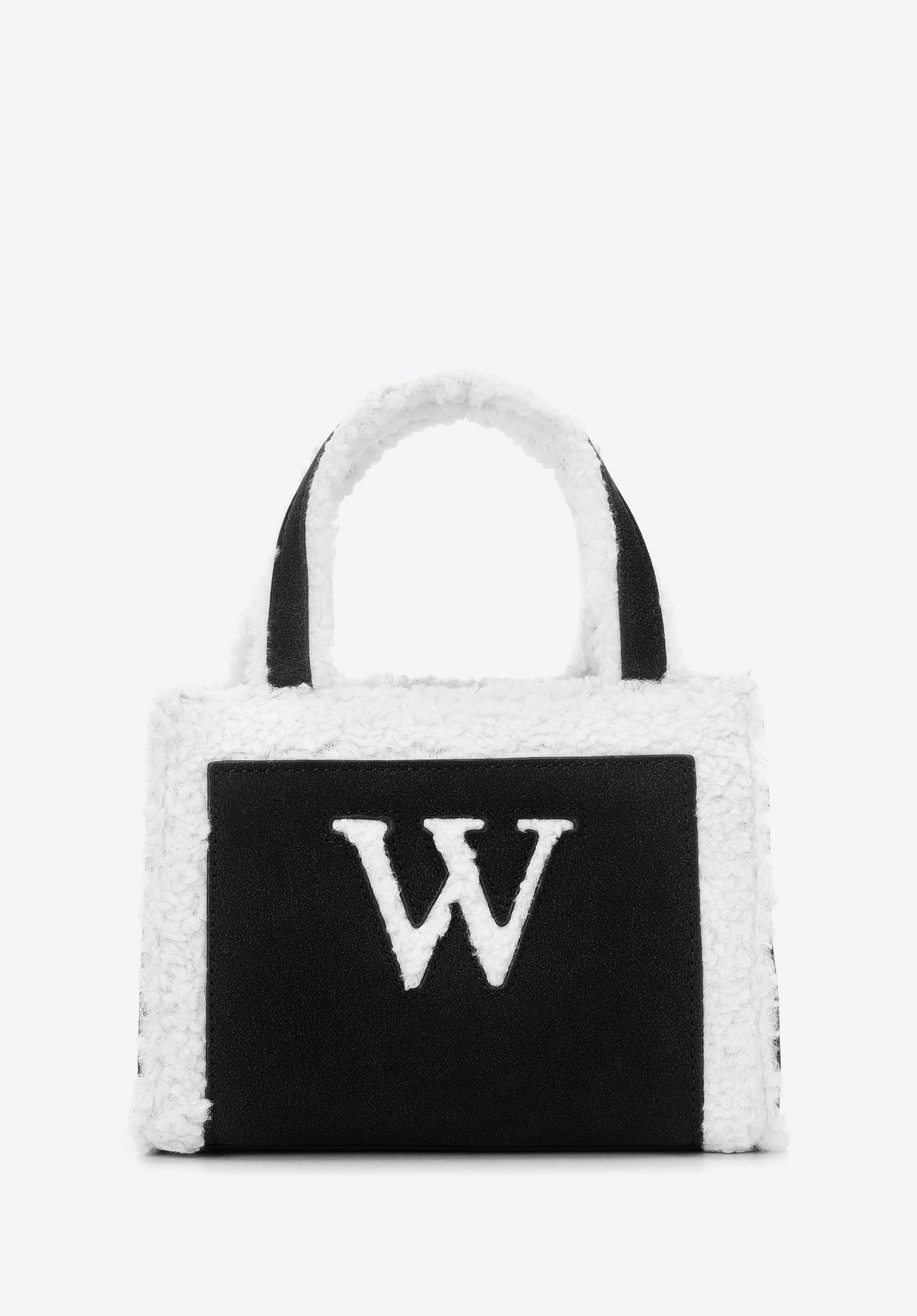 Mini-Tasche mit Kunstpelz, schwarz-weiß, 97-4Y-248-1, Bild 1