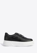Plateau- Sneakers für Damen aus Leder, schwarz-weiß, 95-D-951-1-35, Bild 1