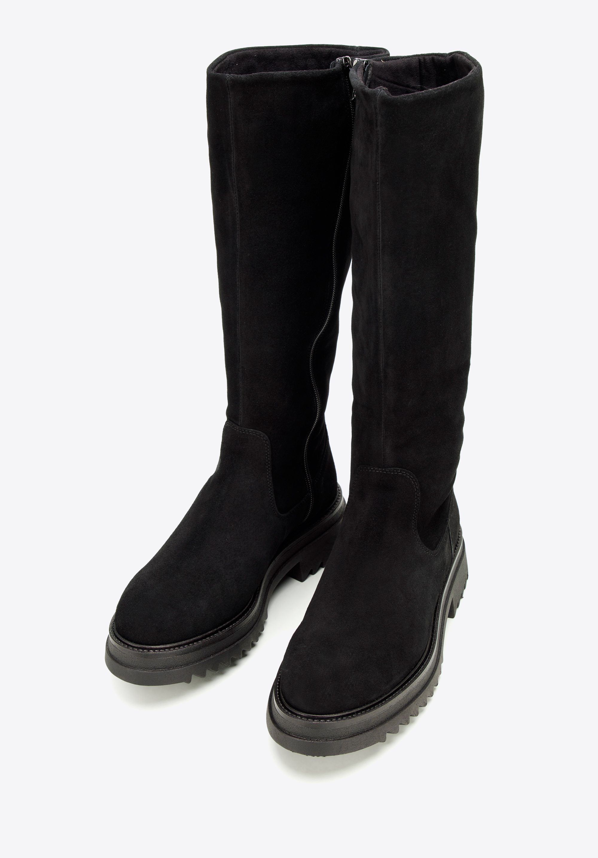 Wildlederstiefel mit Plateausohle, schwarz, 97-D-307-1-38, Bild 1