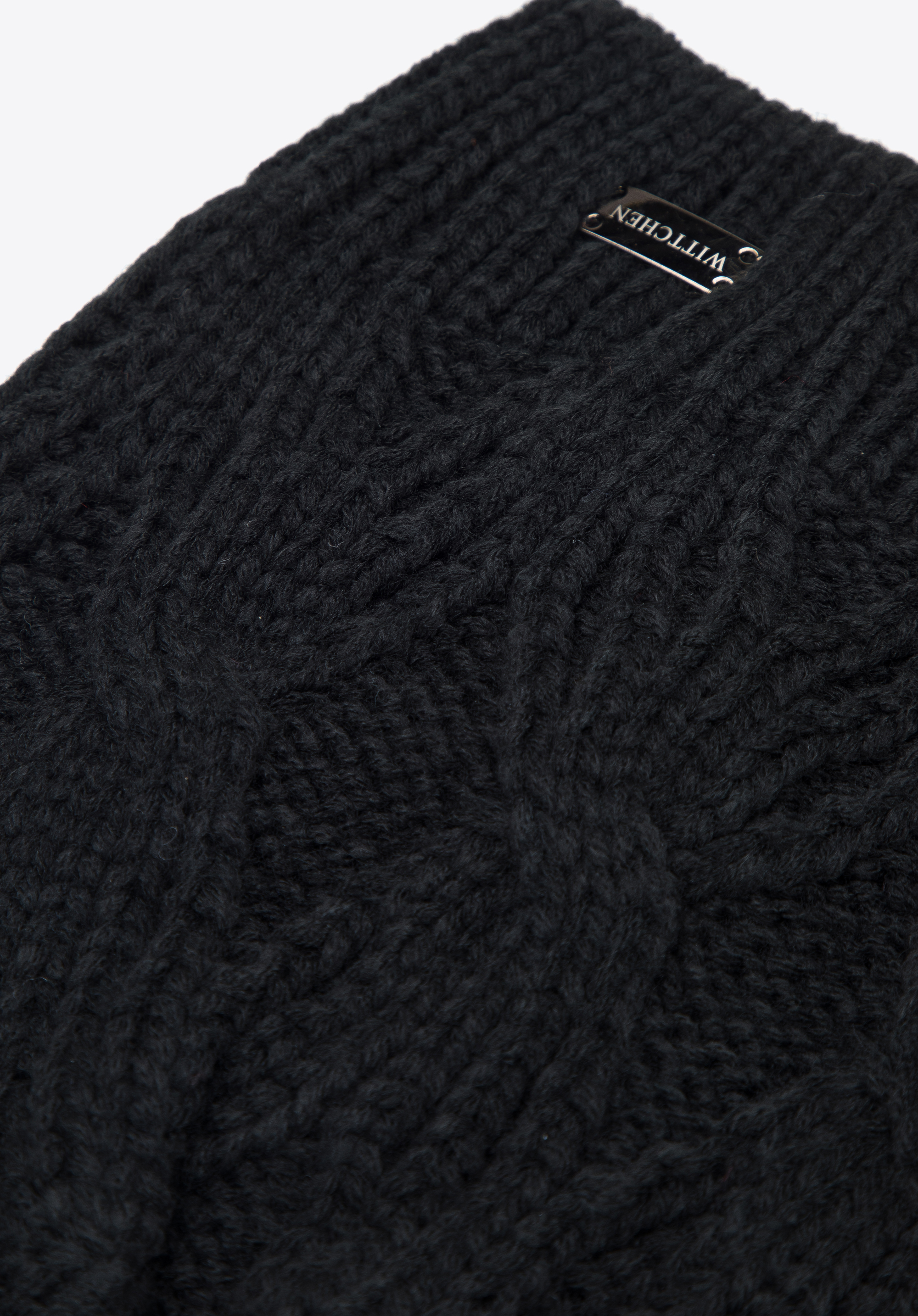 Wintermütze für Damen mit breitem Strickbündchen, schwarz, 95-HF-005-1, Bild 1