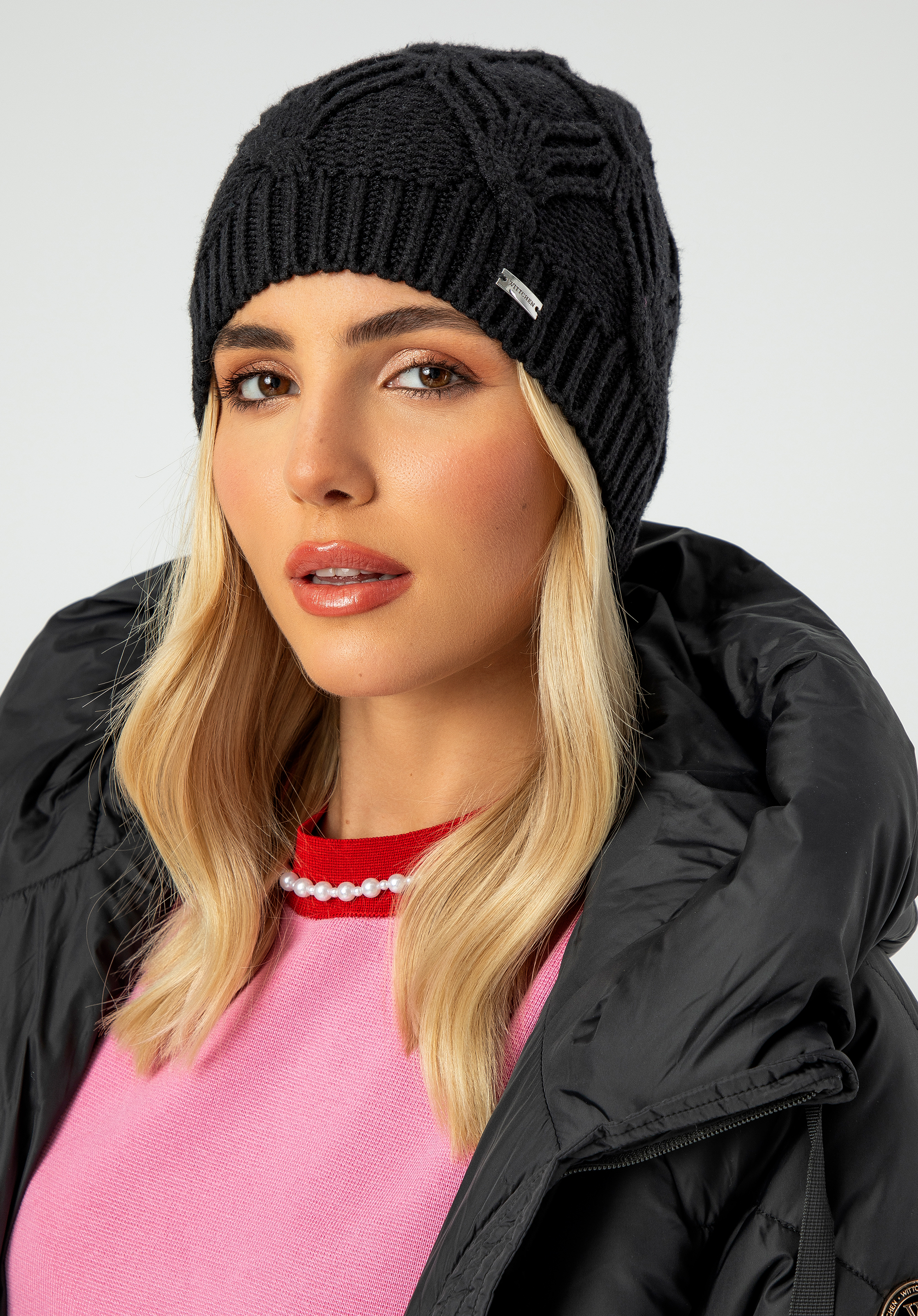 Wintermütze mit Zopfmuster für Damen