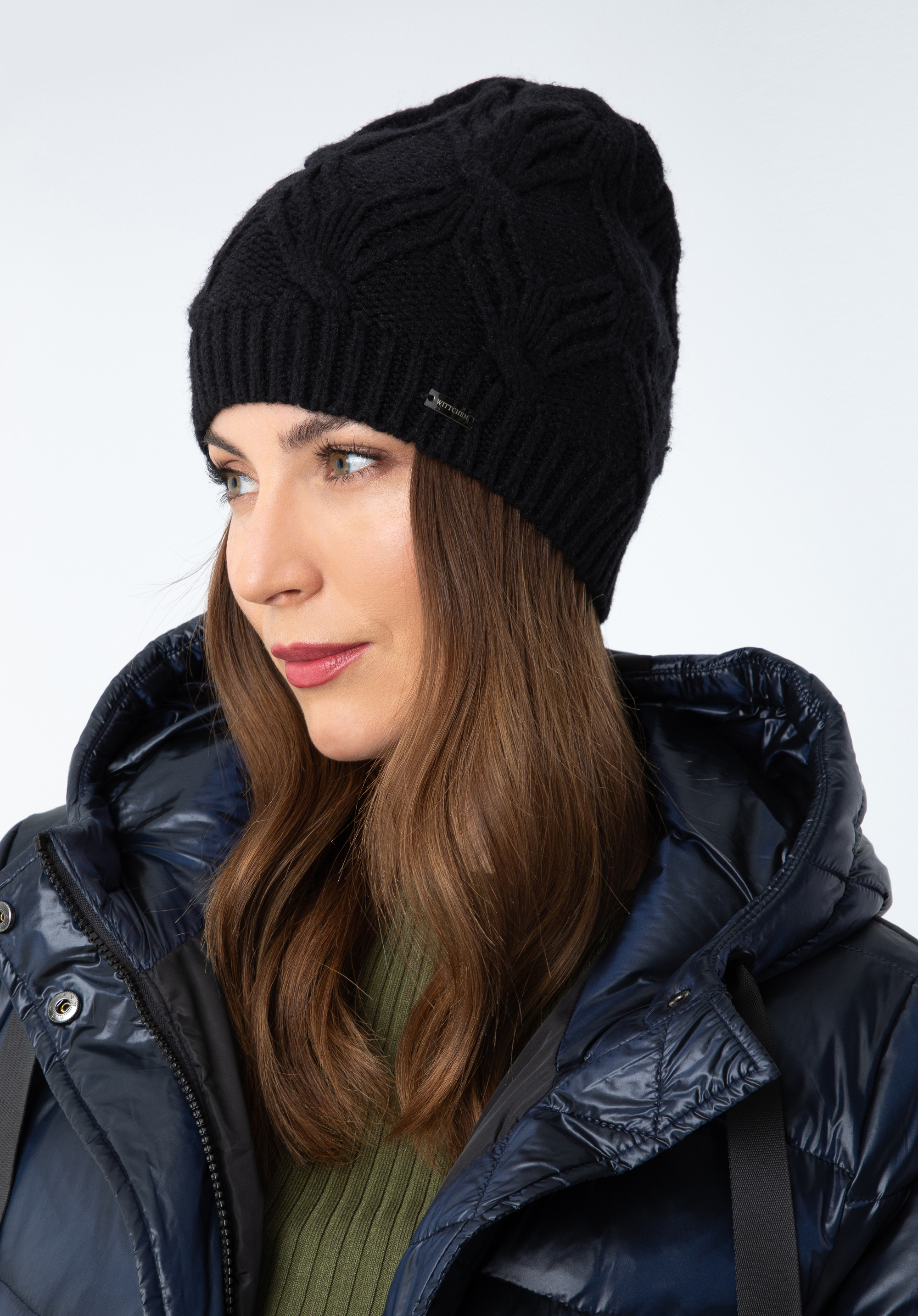 Wintermütze mit Zopfmuster für Damen
