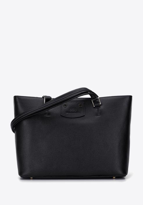 Shopper-Tasche aus Leder mit zwei Fächern, schwarz, 95-4E-639-1, Bild 1