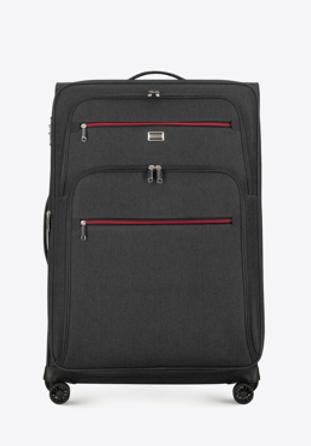 Großer Koffer mit buntem Reißverschluss, schwarzgrau, 56-3S-503-12, Bild 1