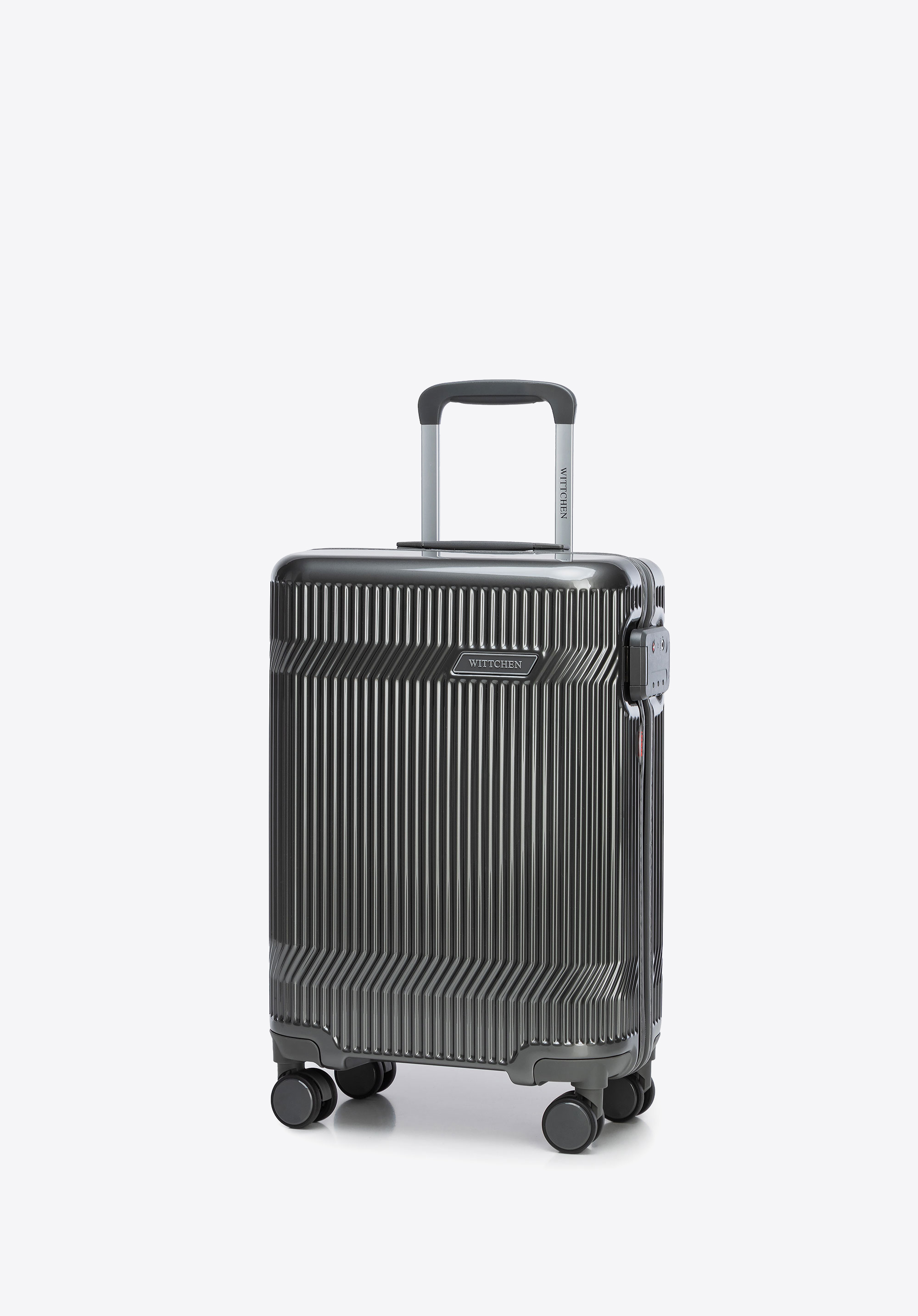 Kabinenkoffer aus Polycarbonat mit glänzender Oberfläche, schwarzgrau, 56-3P-011-11, Bild 1