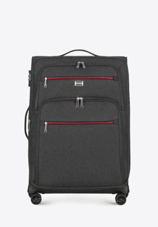 Mittlerer Koffer mit buntem Reißverschluss, schwarzgrau, 56-3S-502-12, Bild 1