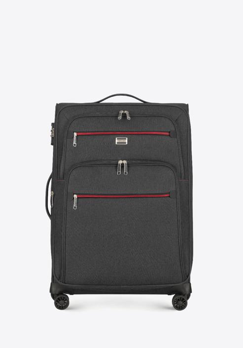 Mittlerer Koffer mit buntem Reißverschluss, schwarzgrau, 56-3S-502-91, Bild 1