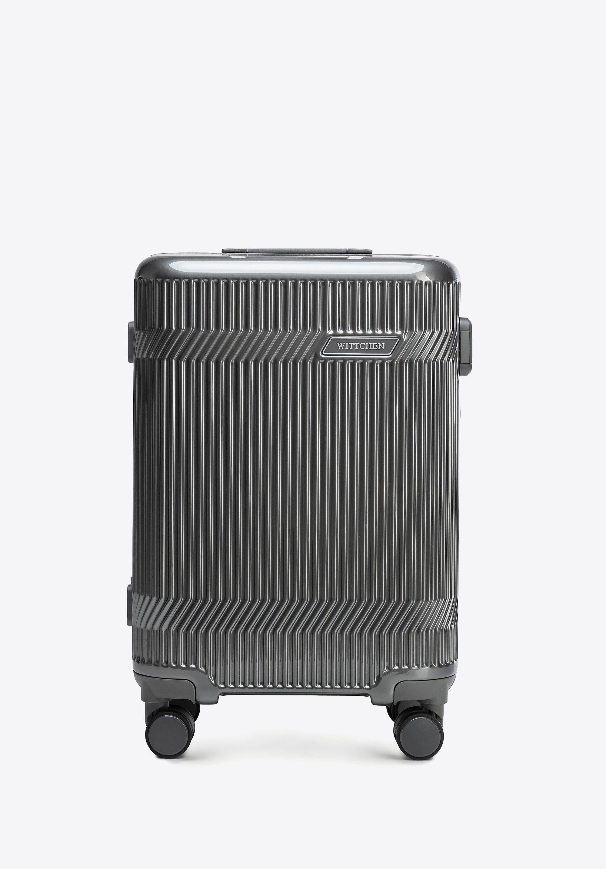 Polycarbonat-Kabinenkoffer mit glänzender Oberfläche, schwarzgrau, 56-3P-011-11, Bild 1