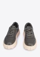 Sneakers für Damen aus Leder mit dem Buchstabe ''W'', schwarzgrau, 95-D-950-0-35, Bild 2