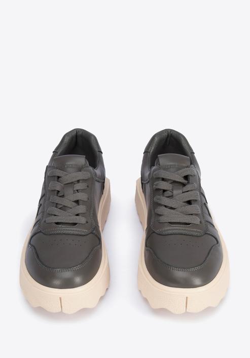 Sneakers für Damen aus Leder mit dem Buchstabe ''W'', schwarzgrau, 95-D-950-0-35, Bild 3