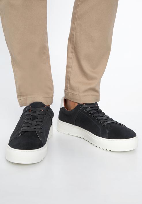 Sneakers für Herren aus Wildleder mit klobiger Sohle, schwarzgrau, 96-M-709-5-41, Bild 15